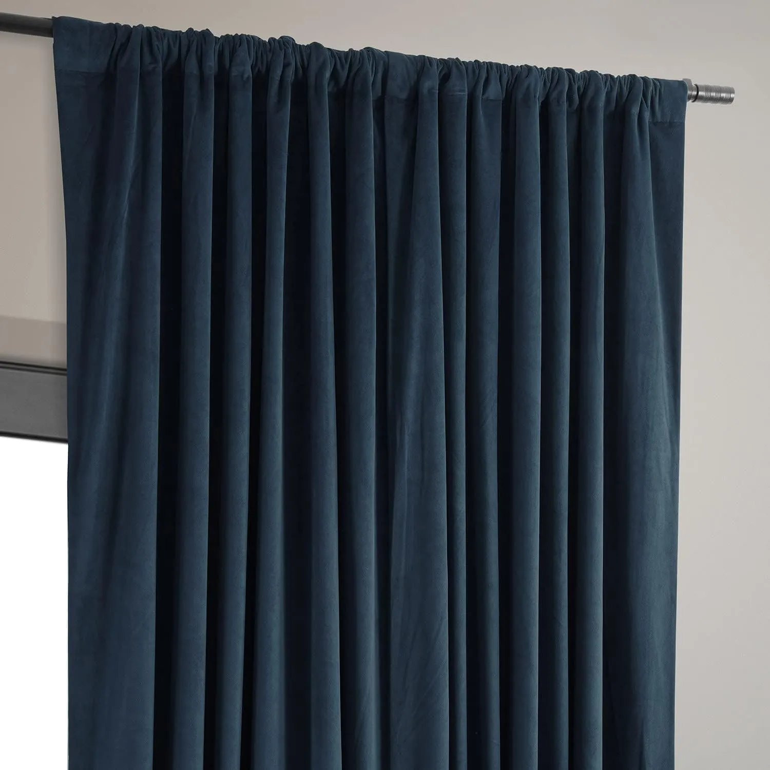 HPD Half Price Drapes Signature Velvet Thermal Blackout Curtains for Living Room 96 Inch Long (1 Panel) Rod Pocket Insulated Blackout Curtains for Bedroom Window Curtains, 100W x 96L, Midnight Blue