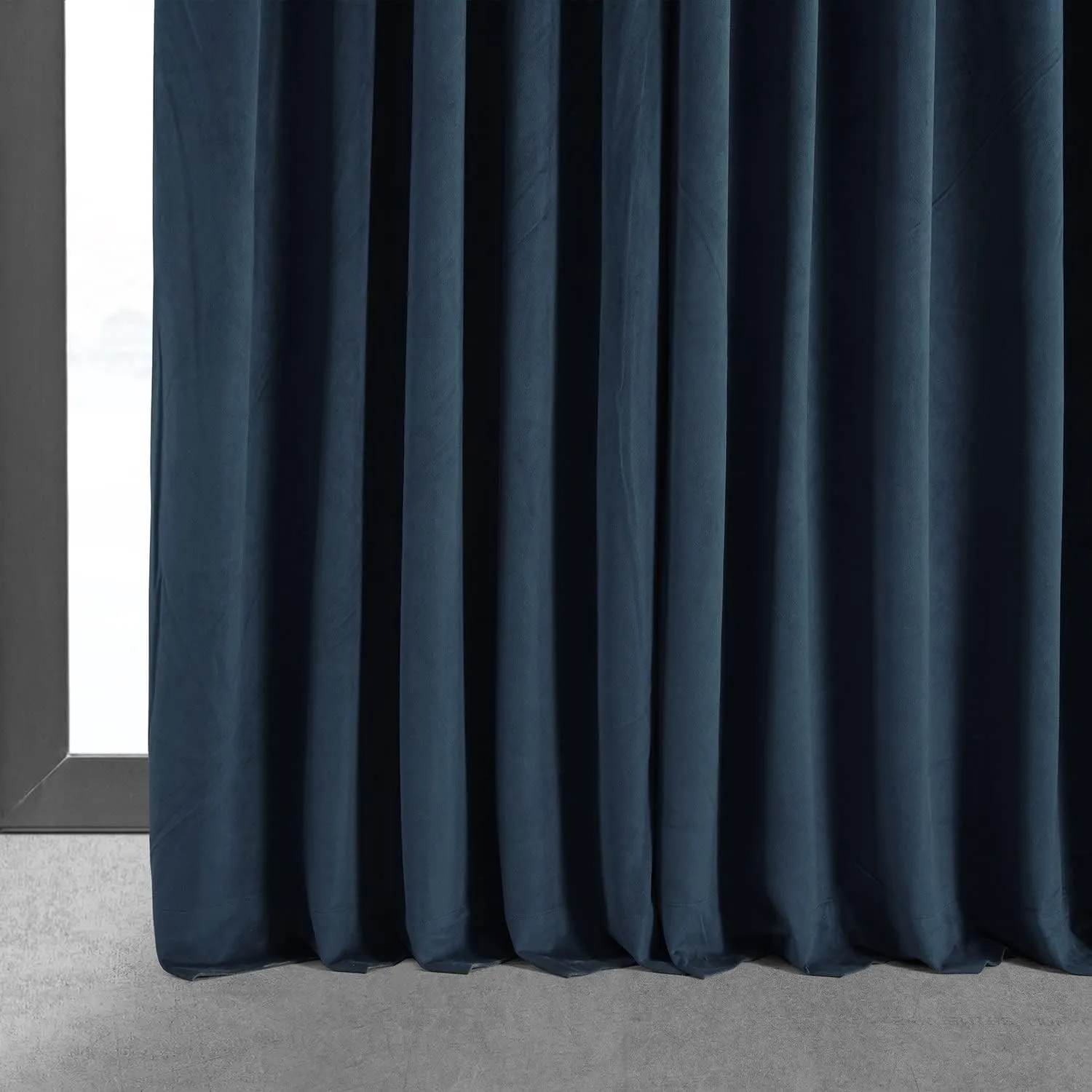 HPD Half Price Drapes Signature Velvet Thermal Blackout Curtains for Living Room 96 Inch Long (1 Panel) Rod Pocket Insulated Blackout Curtains for Bedroom Window Curtains, 100W x 96L, Midnight Blue