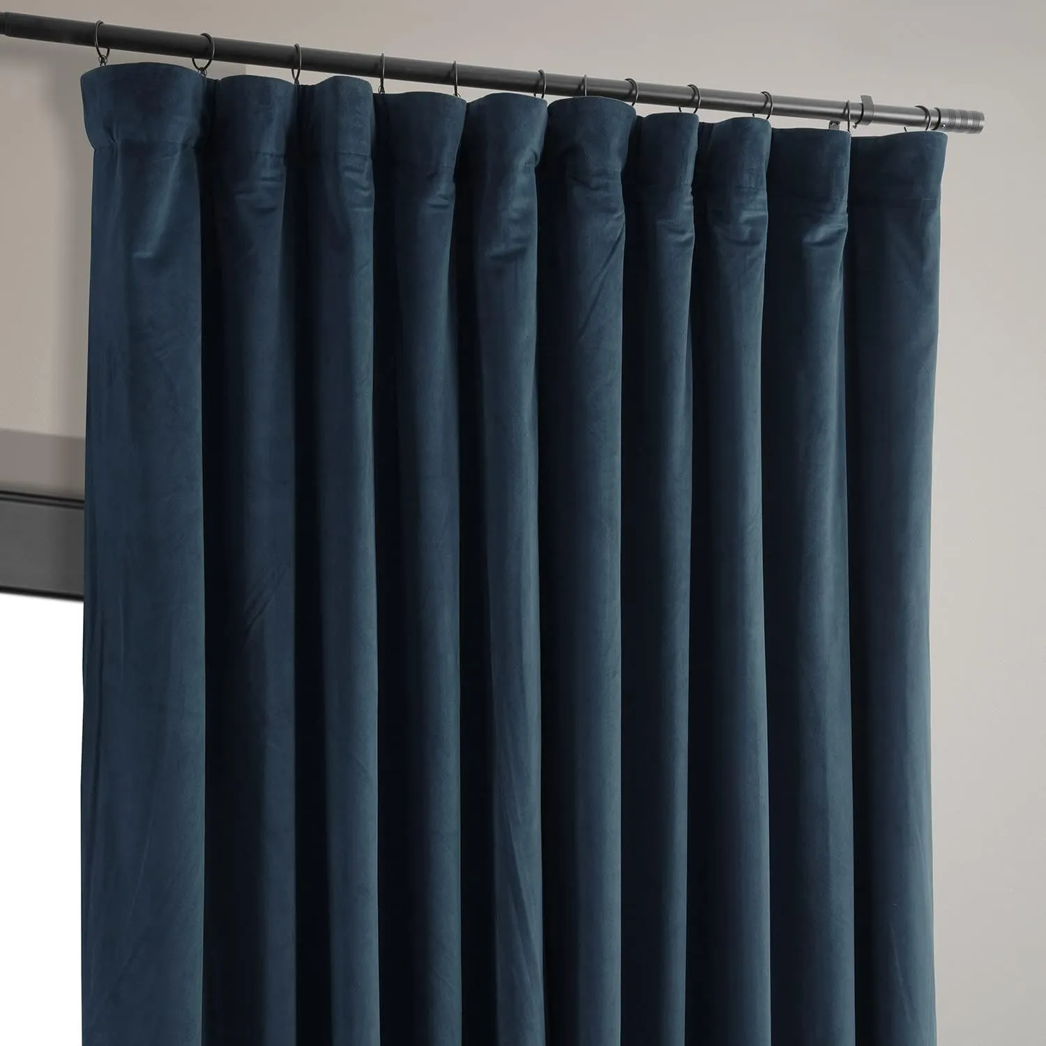 HPD Half Price Drapes Signature Velvet Thermal Blackout Curtains for Living Room 96 Inch Long (1 Panel) Rod Pocket Insulated Blackout Curtains for Bedroom Window Curtains, 100W x 96L, Midnight Blue