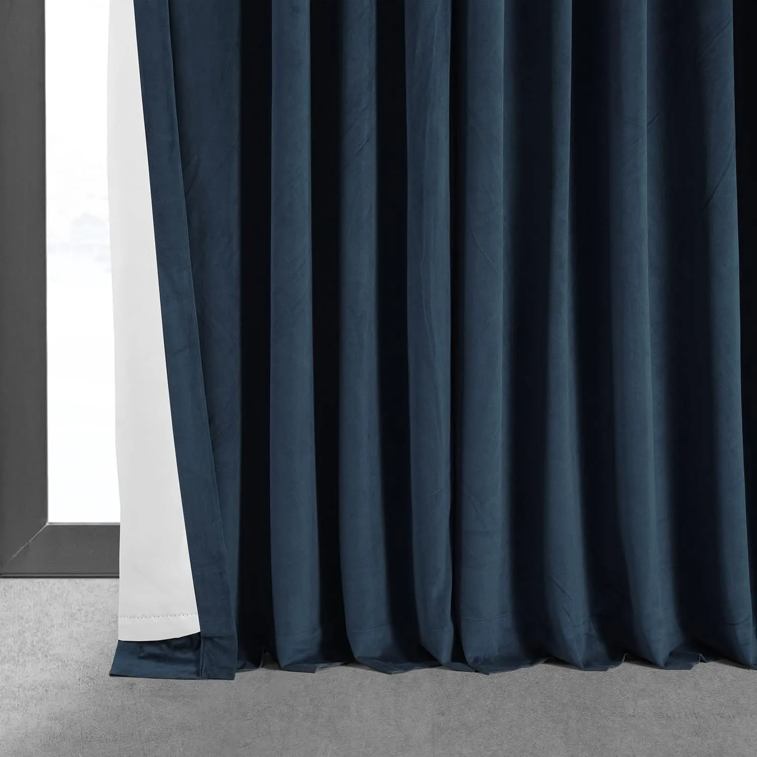 HPD Half Price Drapes Signature Velvet Thermal Blackout Curtains for Living Room 96 Inch Long (1 Panel) Rod Pocket Insulated Blackout Curtains for Bedroom Window Curtains, 100W x 96L, Midnight Blue