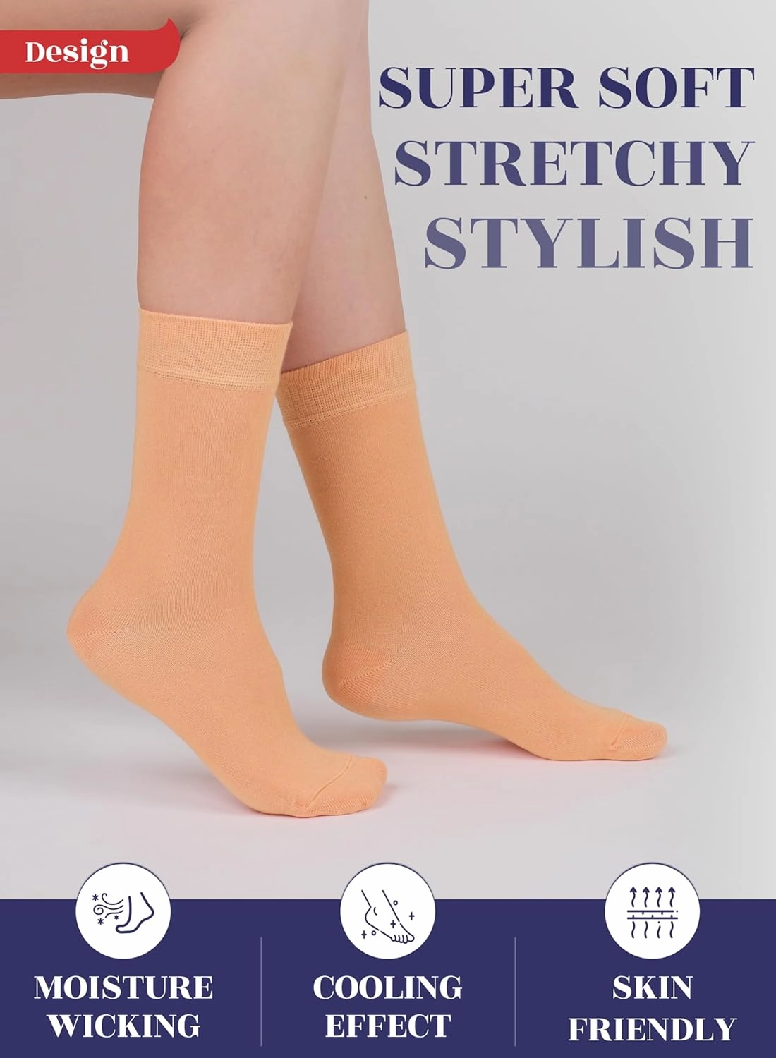 Hugh Ugoli Womens Bamboo Dress Socks, Extremely Soft & Thin & Crew Socks for Business Trouser Casual, Non-Binding, 3-6 Pairs