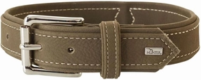 HUNTER Hunting Dog Collar, Leather, Nubuck, Robust, Soft, 60/M - L, Olive