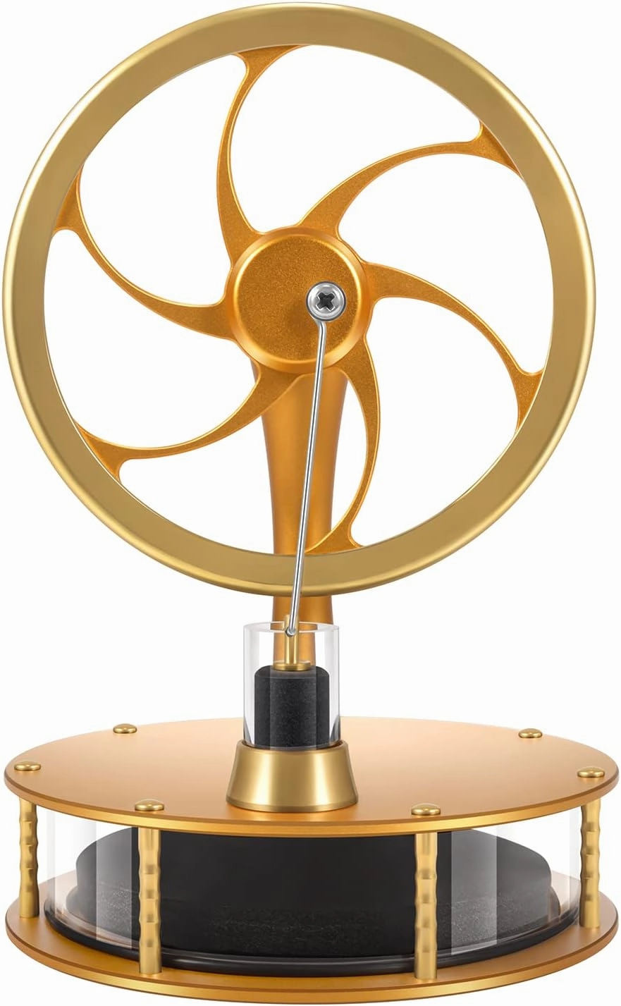 HZZ92 Upgrade Low Temperature Stirling Engine Kit Steam Heat Educational Model Classroom Teaching Stirling Engine Adult Desktop Educational Toys Brass Aluminum Stirling Engine- Gold