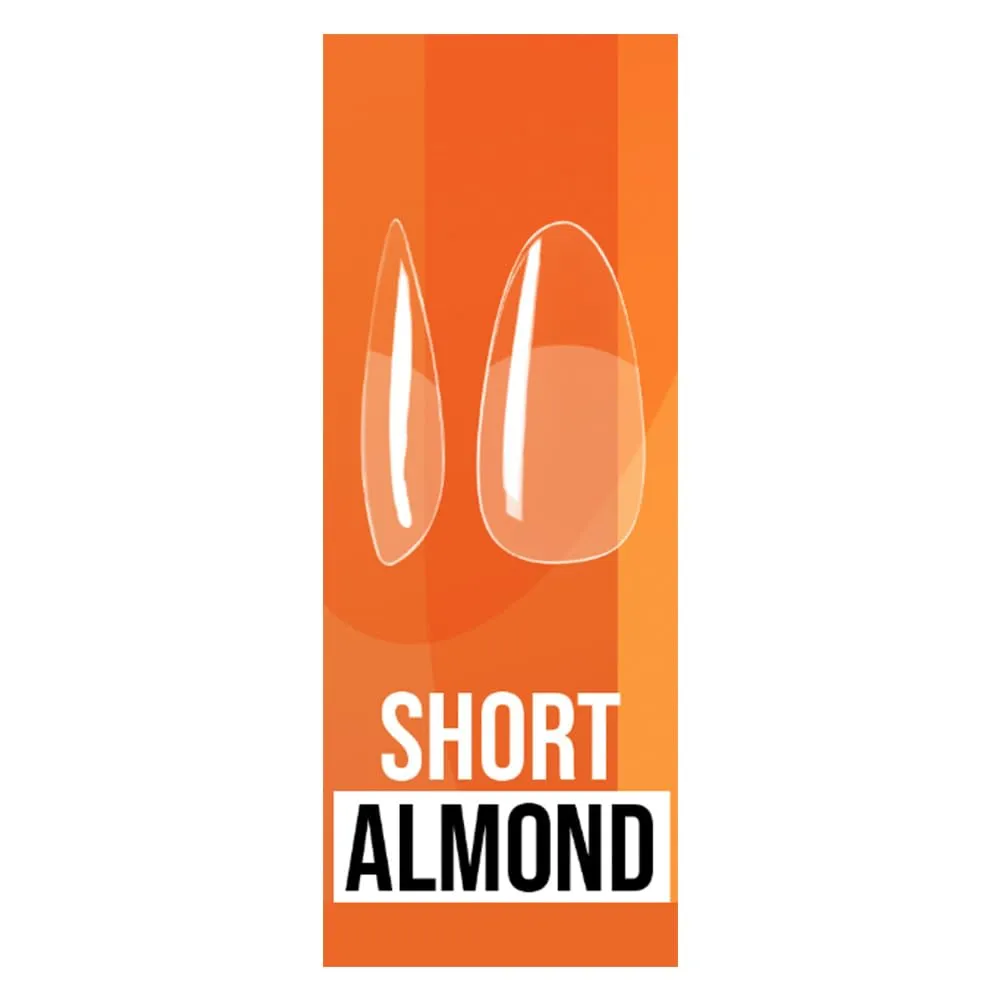 IBD Clear Soft Gel Nail Tips - Short Almond Shape, Pre-Etched Fake Nail Extensions for Durable, Lightweight Application, Acrylic Press On Nails, 504 Tips, 1-Pack