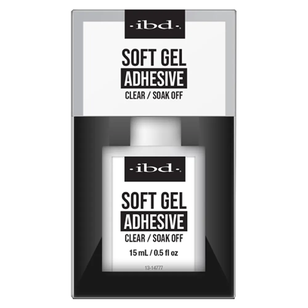 IBD Soft Gel Adhesive - Clear Nail Glue for Press On Nails & Tips, Acrylic Extensions - Durable, Quick Bonding Formula, 0.5 oz