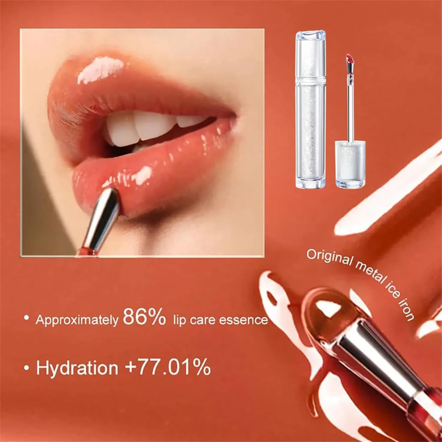 Ice Watery Lip Gloss,Mirror Tea Light Lip Glaze,Glasting Water Gloss,Lip Gloss Metal Applicator, Lip Hydrating Non-sticky Lip Gloss,Moisturizing Lip Oil No Sticky (13, 1pcs)