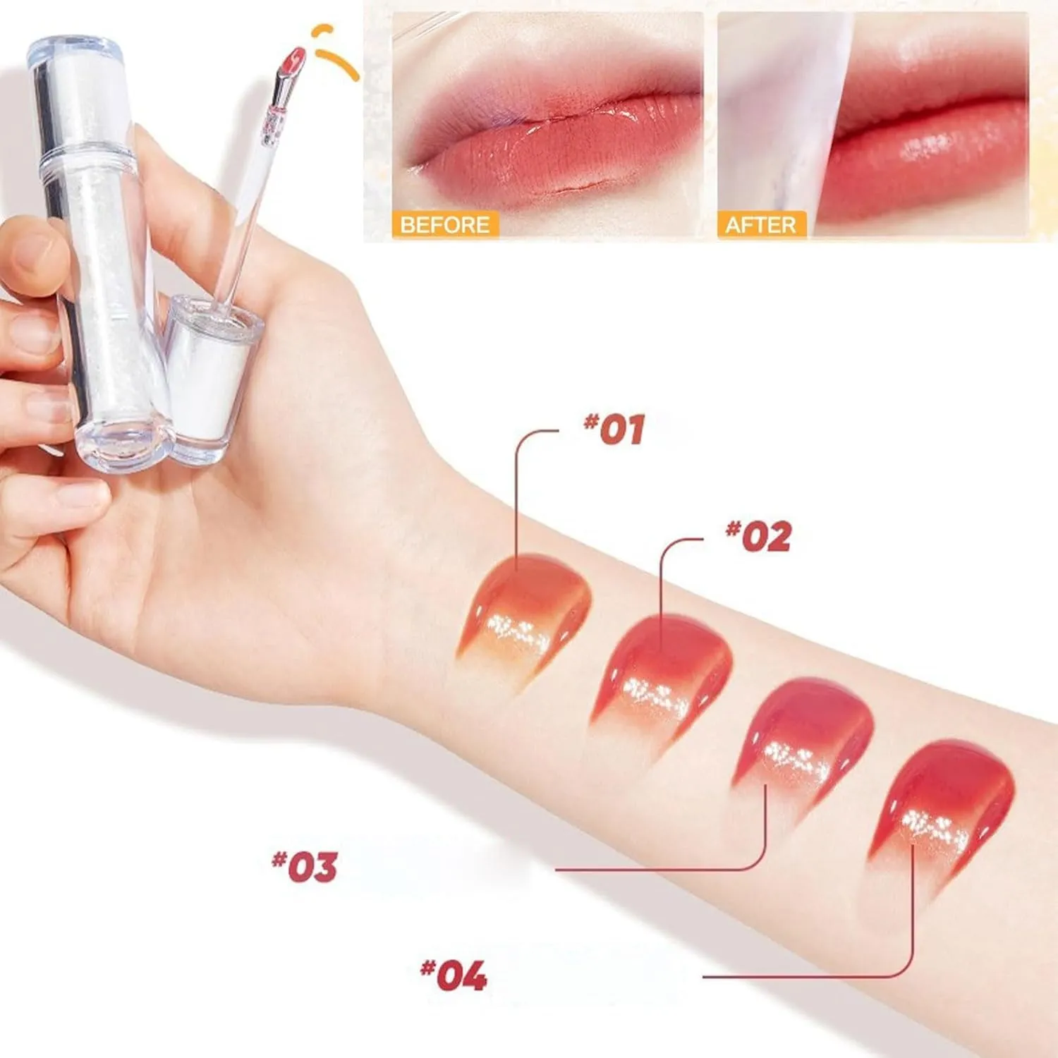 Ice Watery Lip Gloss,Mirror Tea Light Lip Glaze,Glasting Water Gloss,Lip Gloss Metal Applicator, Lip Hydrating Non-sticky Lip Gloss,Moisturizing Lip Oil No Sticky (13, 1pcs)