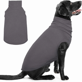 IECOii 4XL Dog Sweater - Stretch Fleece Vest, Grey, XXXX-Large, Christmas Dog Winter Clothes, Warm Pullover Fleece Turtleneck Sweatshirt for Doberman, Great Dane