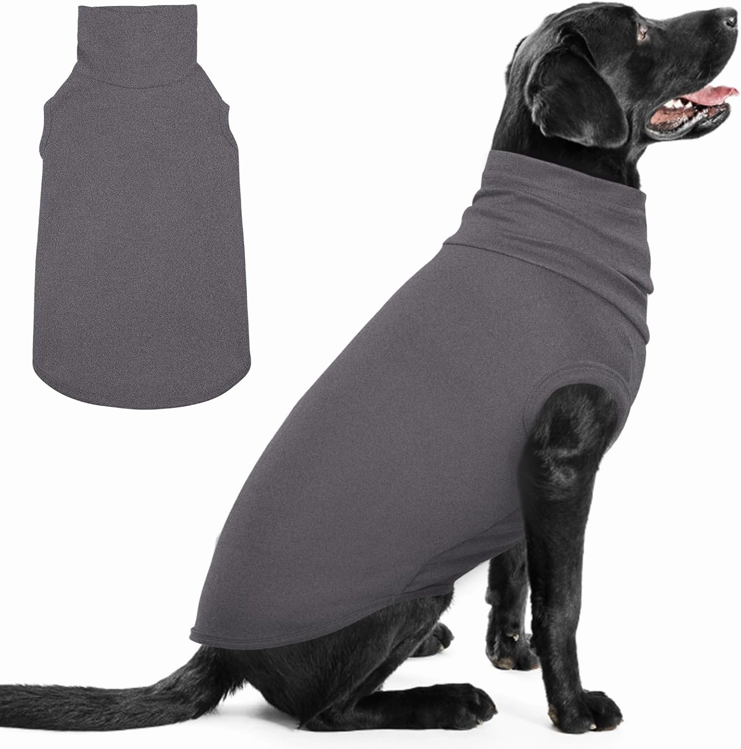 IECOii 4XL Dog Sweater - Stretch Fleece Vest, Grey, XXXX-Large, Christmas Dog Winter Clothes, Warm Pullover Fleece Turtleneck Sweatshirt for Doberman, Great Dane