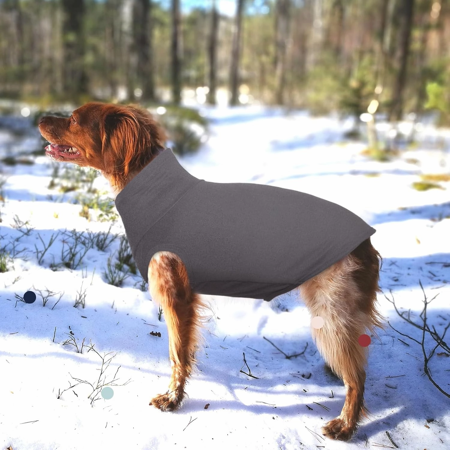 IECOii 4XL Dog Sweater - Stretch Fleece Vest, Grey, XXXX-Large, Christmas Dog Winter Clothes, Warm Pullover Fleece Turtleneck Sweatshirt for Doberman, Great Dane