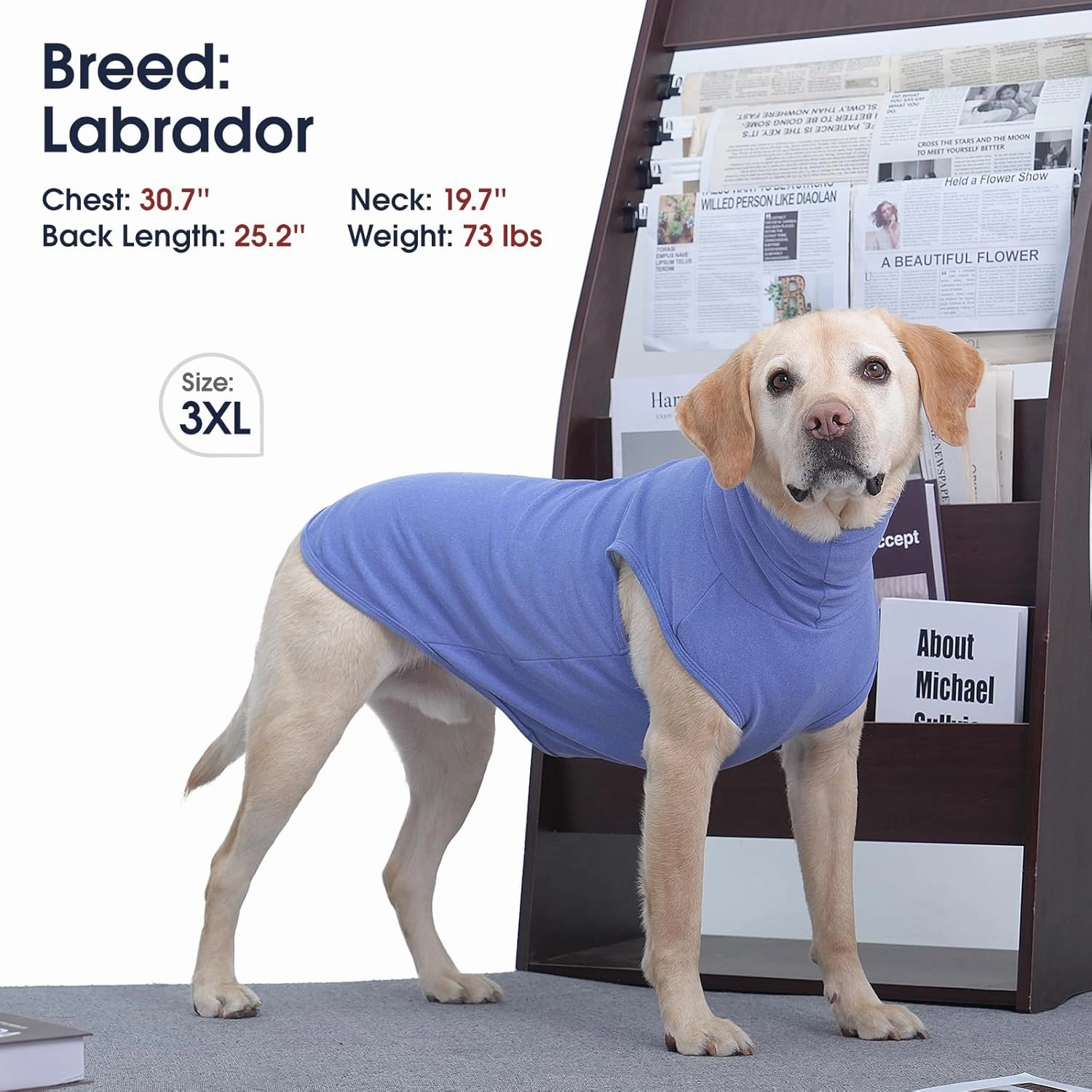 IECOii 4XL Dog Sweater,Stretch Fleece Vest Dog Sweater -Blue,XXXX-Large,Christmas Dog Sweater Big Dog Winter Clothe,Warm Pullover Fleece Dog Sweater,Turtleneck Dog Sweatshirt for Doberman,Great Dane