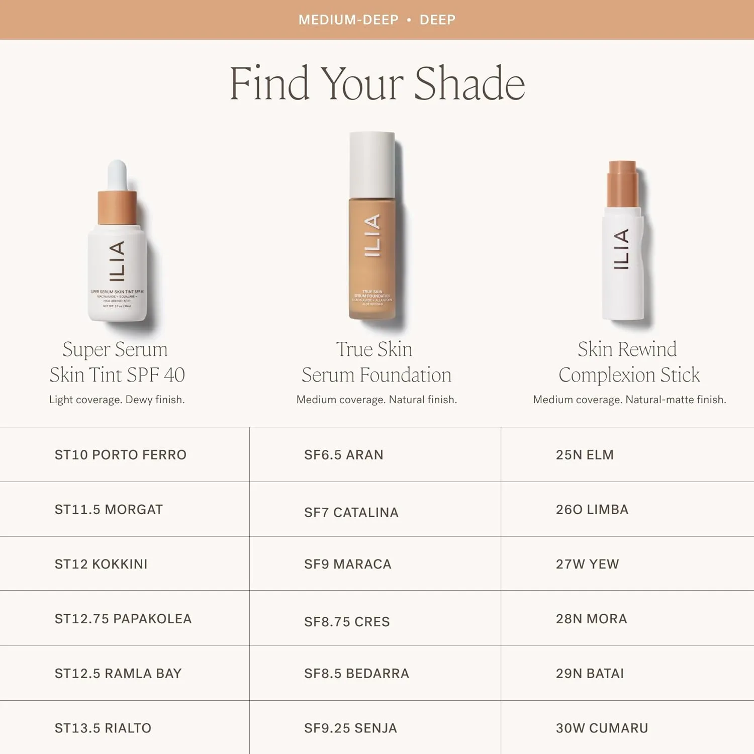ILIA - True Skin Serum Foundation | Non-comedogenic, Cruelty-Free, Vegan, Weightless Feel, Buildable Coverage, Safe For Sensitive Skin (Bedarra SF8.5)