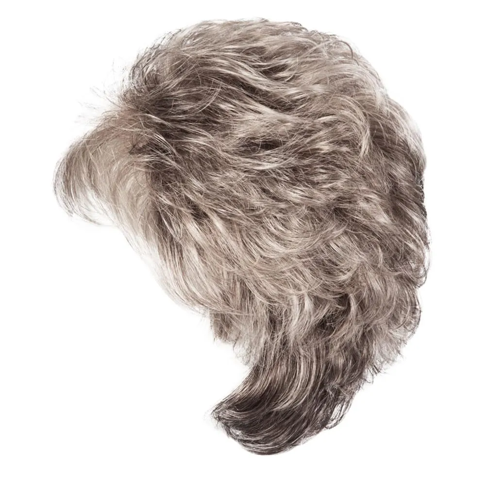 Instinct Luxury Short Wavy Shag Wig With Extended Lace Front by Hairuwear, Petite Average Size Cap, 305C Sugared Smoke