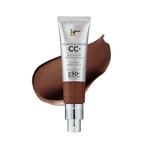 IT Cosmetics CC  Cream - Full-Coverage Foundation With SPF 50, Color Corrector & Anti-Aging Serum, Formulated With Niacinamide & Hyaluronic Acid, Natural Finish, For All Skin Types, 1.08 fl oz
