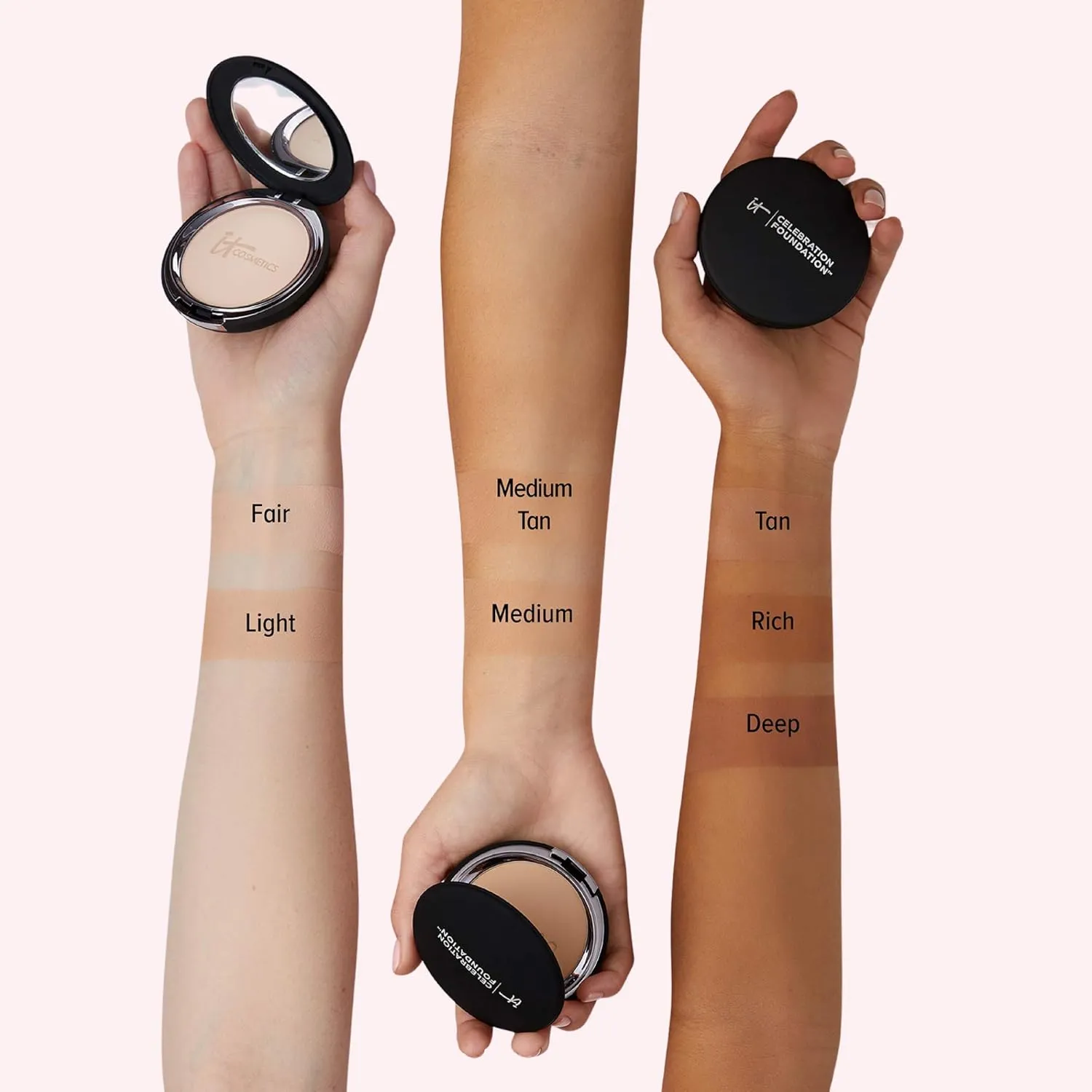 IT Cosmetics Celebration Foundation - Full-Coverage, Anti-Aging Powder Foundation - Blurs Pores, Wrinkles & Imperfections - With Hydrolyzed Collagen & Hyaluronic Acid - 0.3 oz