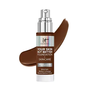 IT Cosmetics Your Skin But Better Foundation   Skincare - Hydrating Medium Buildable Coverage - Minimizes Pores & Imperfections - Natural Radiant Finish - With Hyaluronic Acid - 1.0 fl oz