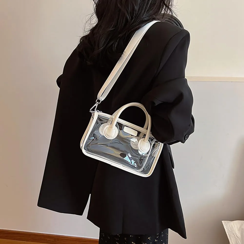 Ita bag Stadium Approved PVC Clear Purse, Top Handle Transparent Messenger Handbag with Removable Straps for Men and Women