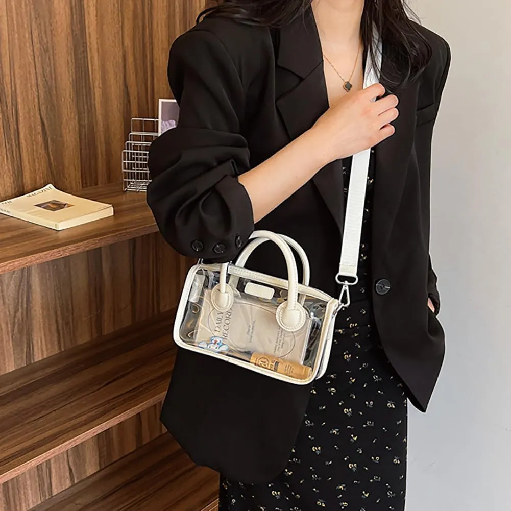 Ita bag Stadium Approved PVC Clear Purse, Top Handle Transparent Messenger Handbag with Removable Straps for Men and Women