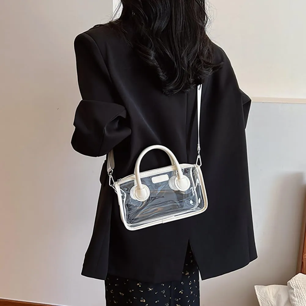 Ita bag Stadium Approved PVC Clear Purse, Top Handle Transparent Messenger Handbag with Removable Straps for Men and Women