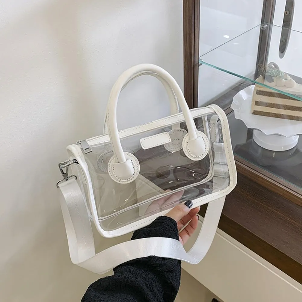 Ita bag Stadium Approved PVC Clear Purse, Top Handle Transparent Messenger Handbag with Removable Straps for Men and Women
