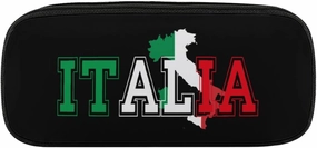 Italia Flag Colors Italia Map Fashion Pencil Case Large PU Leather Stationery Bag Easy to Clean Portable Pencil Pouch Makeup Bag