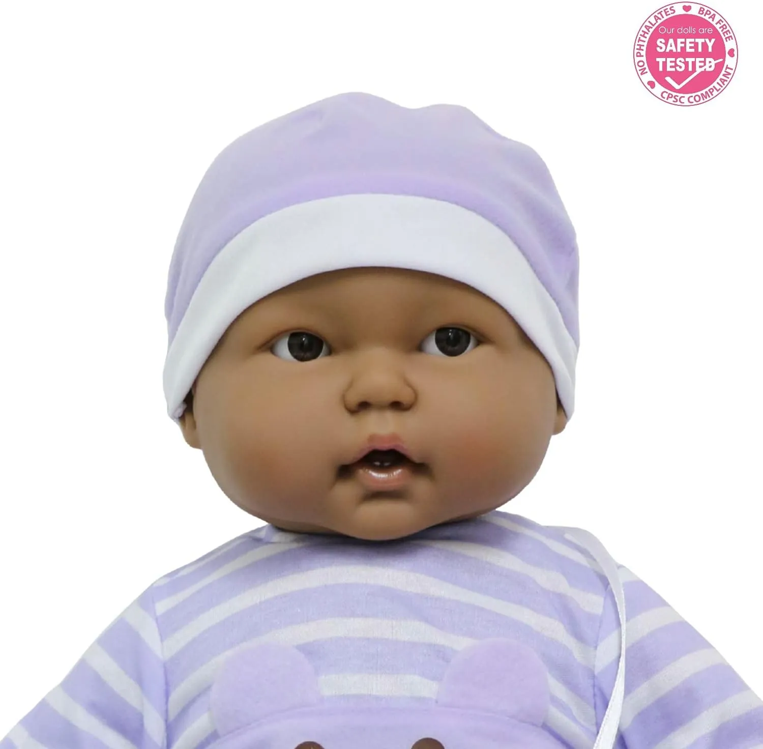 JC Toys ‘Lots to Cuddle Babies’ Hispanic 20-Inch Peach Soft Body Baby Doll and Accessories Designed by Berenguer, Purple, 35019