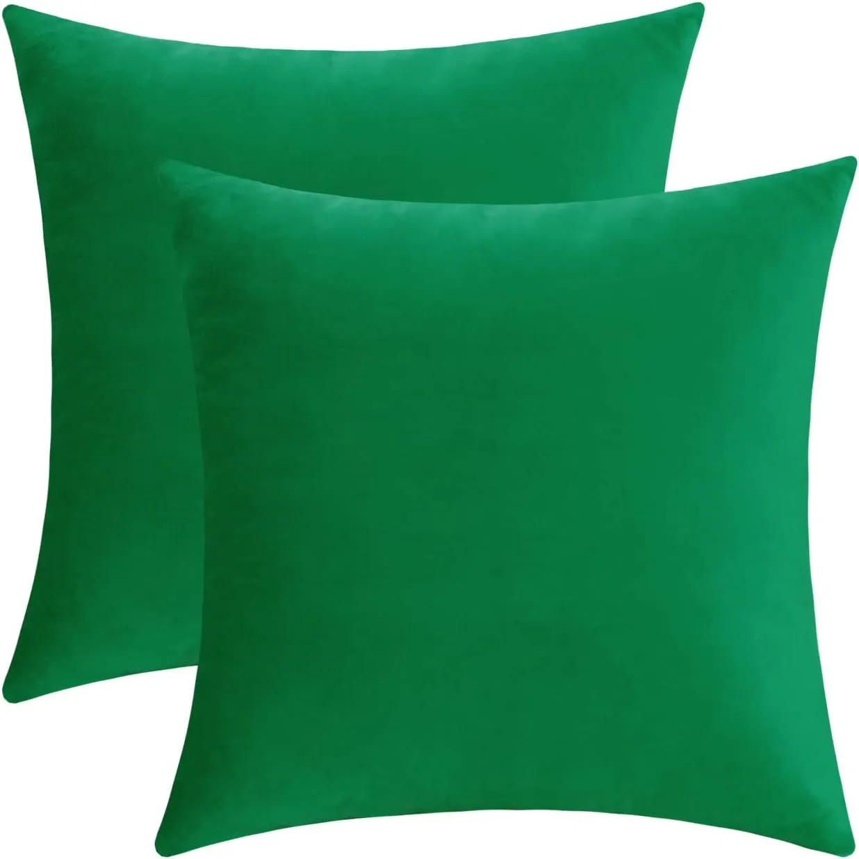 Jeneoo Set of 2 Decorative Throw Pillow Covers Soft Velvet Comfy Solid Couch Cushion Cover Decor (Bright Green, 20 x 20 Inches)