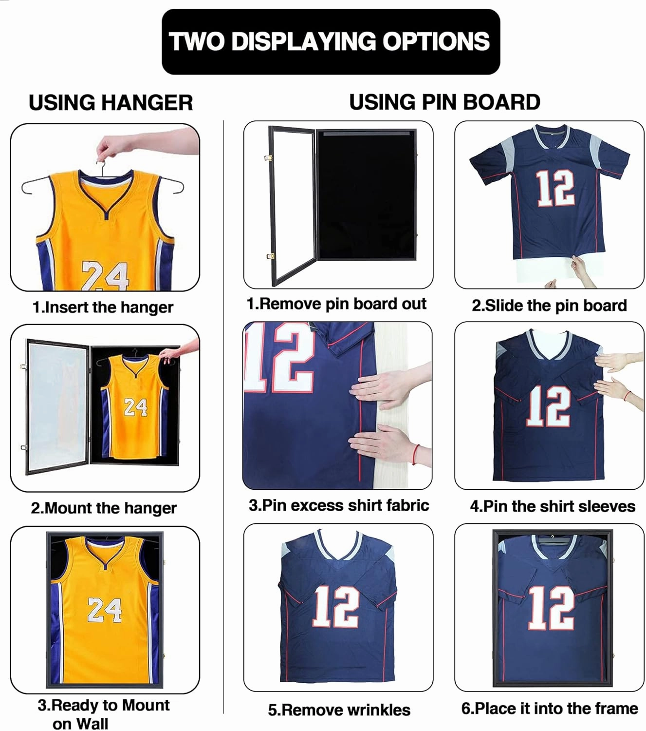 Jersey Display Frame Case, Large Lockable Shadow Box Sports Jersey Frame with 98% UV Protection Acrylic and Hanger for Baseball Basketball Football Shirt