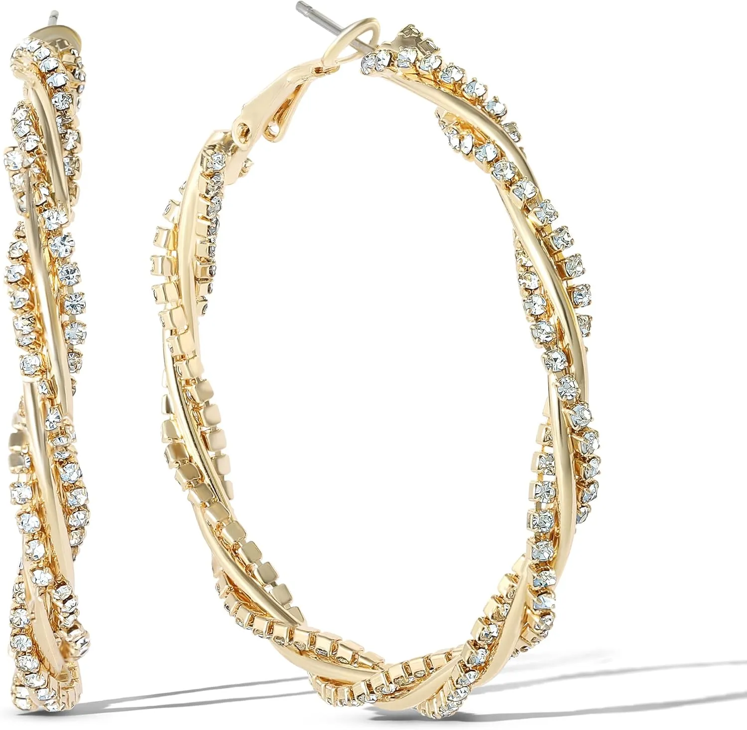 Jessica Simpson Womens Drop and Hoop Earrings - Gold-Tone Earrings with Crystal Embellishments
