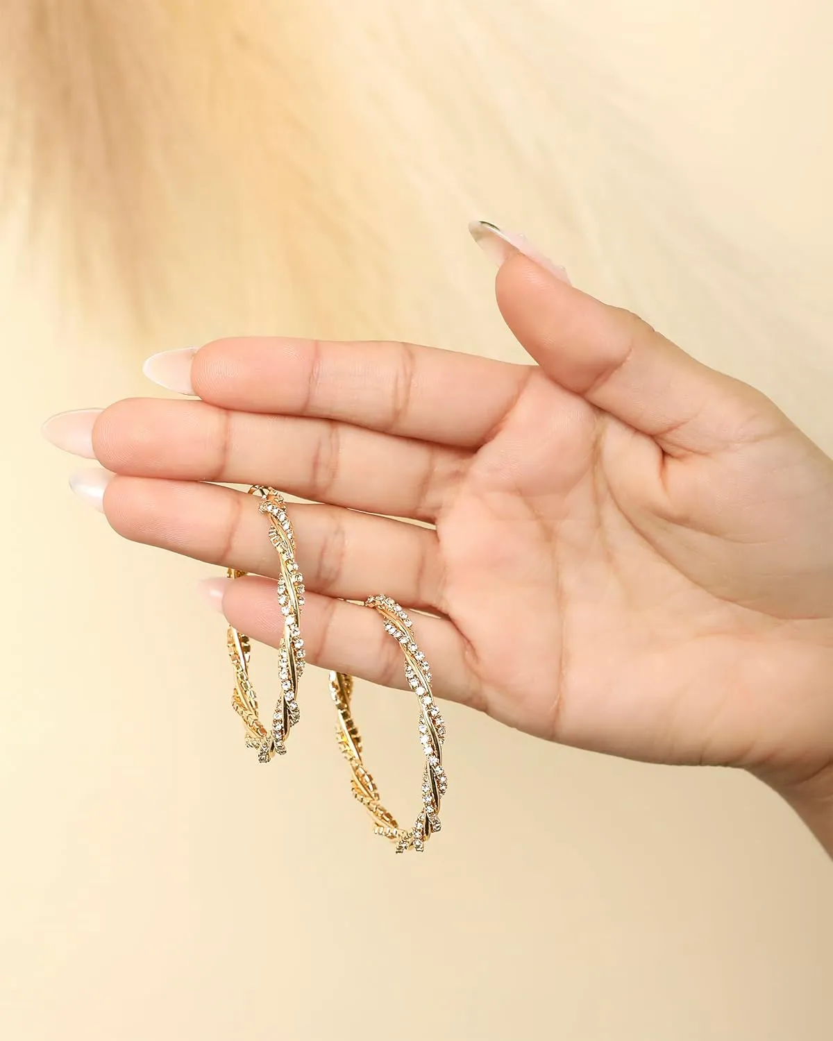 Jessica Simpson Womens Drop and Hoop Earrings - Gold-Tone Earrings with Crystal Embellishments