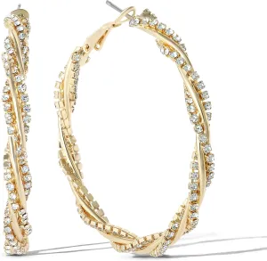 Jessica Simpson Womens Drop and Hoop Earrings - Gold-Tone Earrings with Crystal Embellishments