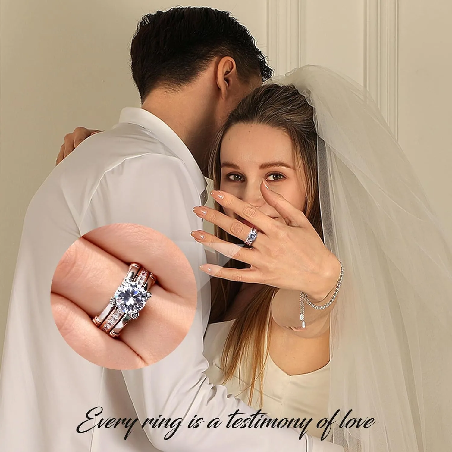 Jeulia Diamond Band Rings for Women cz Sterling Silver Interchangeable Ring Sets Wedding Engagement Anniversary Promise Ring Bridal Sets