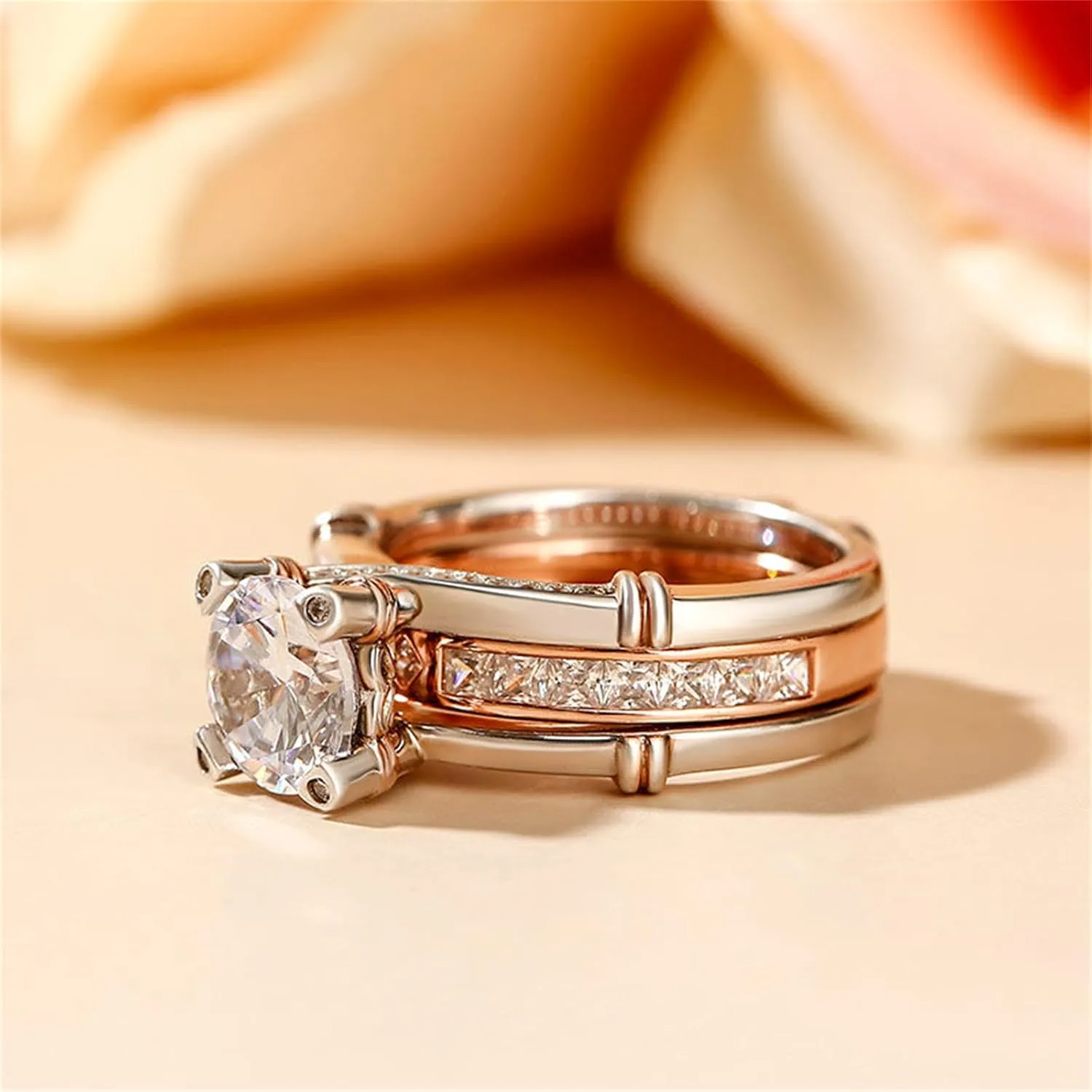 Jeulia Diamond Band Rings for Women cz Sterling Silver Interchangeable Ring Sets Wedding Engagement Anniversary Promise Ring Bridal Sets