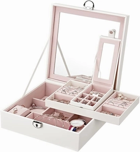 Jewelry Box European Style Locked Jewelry Storage Box Jewelry Watch Necklace Bracelet Box (Black 26.5 * 26.5 * 8.5cm)