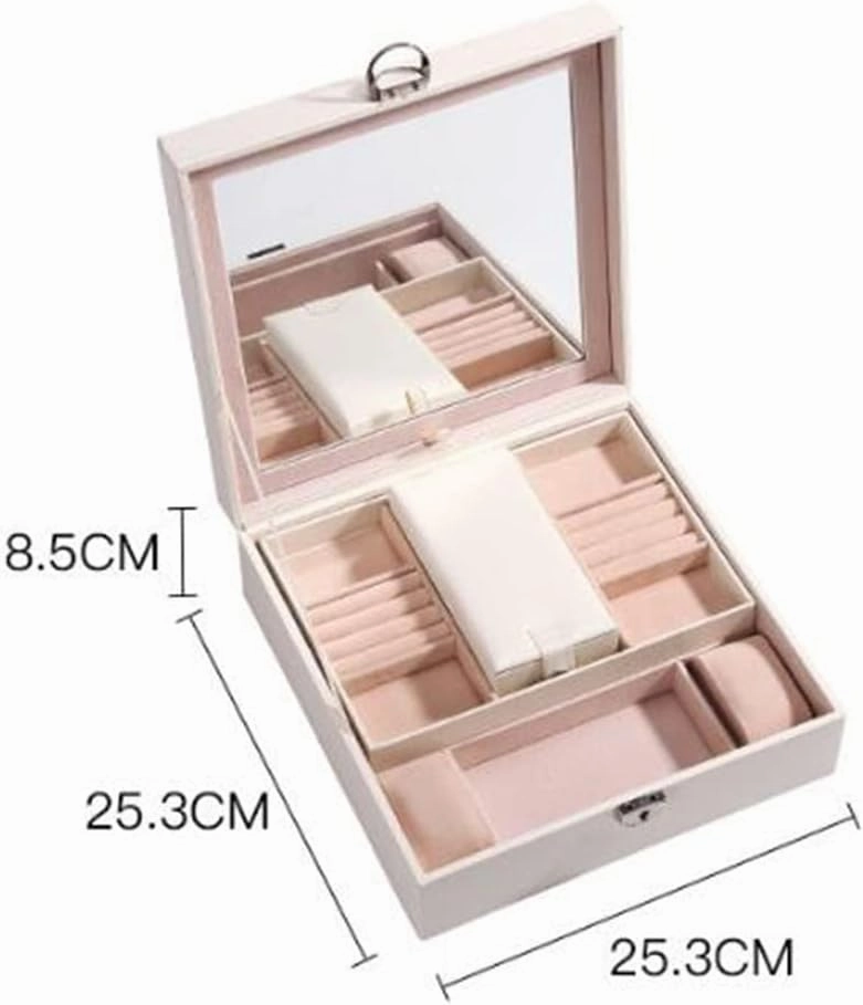 Jewelry Box European Style Locked Jewelry Storage Box Jewelry Watch Necklace Bracelet Box (Black 26.5 * 26.5 * 8.5cm)