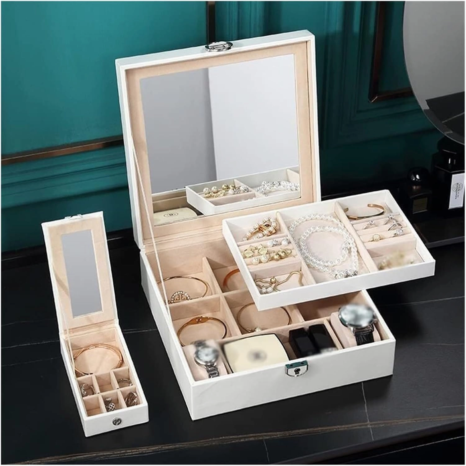 Jewelry Box European Style Locked Storage Watch Necklace Bracelet