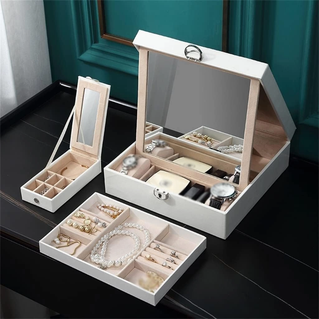 Jewelry Box Locked Storage Watch Necklace Bracelet(Black)