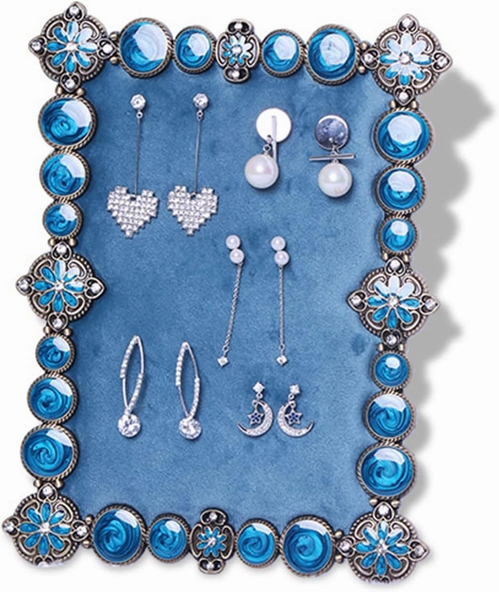 Jewelry Holder Earrings Display Holder Vintage Jewelry Frame Velvet Pad Jewelry Display Stand for Store Earring Display Keychain Display Jewelry Display Stand (Gold AA)