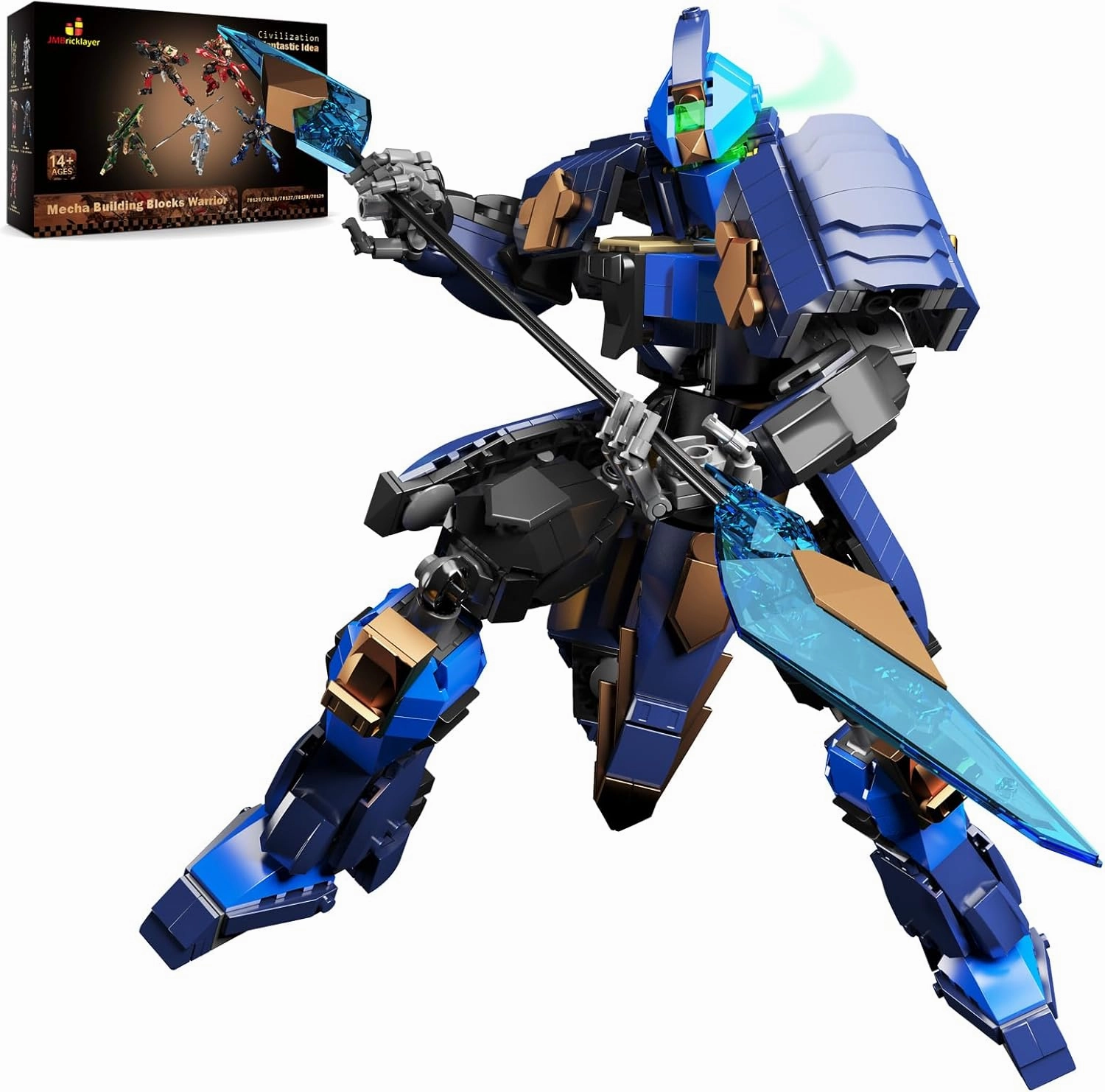 JMBricklayer Mech Building Sets for Adults 70128, Cool Mech Sets Hero Figure Robot Display Model, Mecha Construction Set for Boys 8-14 Girls, Collectible Mechs Gifts Idea for Adult Teen(834 Pieces)