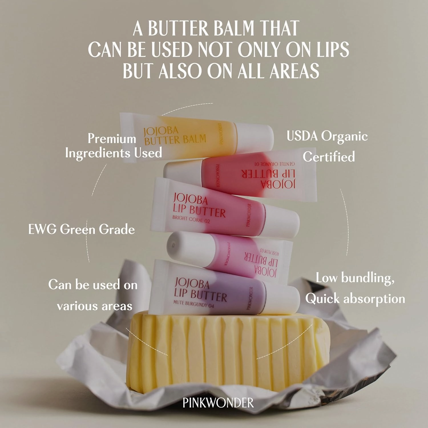Jojoba Lip Butter (01 Gentle Orange) | Hydrating Lip Balm with Organic Jojoba Oil | Non-Sticky Lip Gloss for Dark Lips | Korean Lip Balm