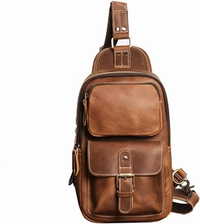 JSEIAJB Vintage Chest Bag Outdoor Sports Large Capacity Crossbody Bag Men's Bag
