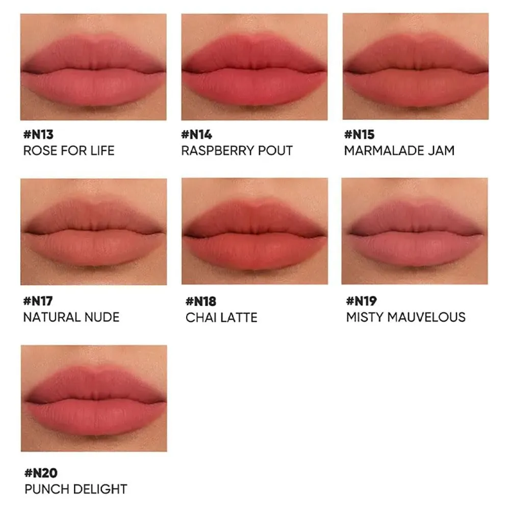 Judydollll Cushion Lip Powder Cream, Matte Air Cushion Lip Cream, Long Lasting Waterproof Lippie, Velvet Matte Lipstick (#N17)