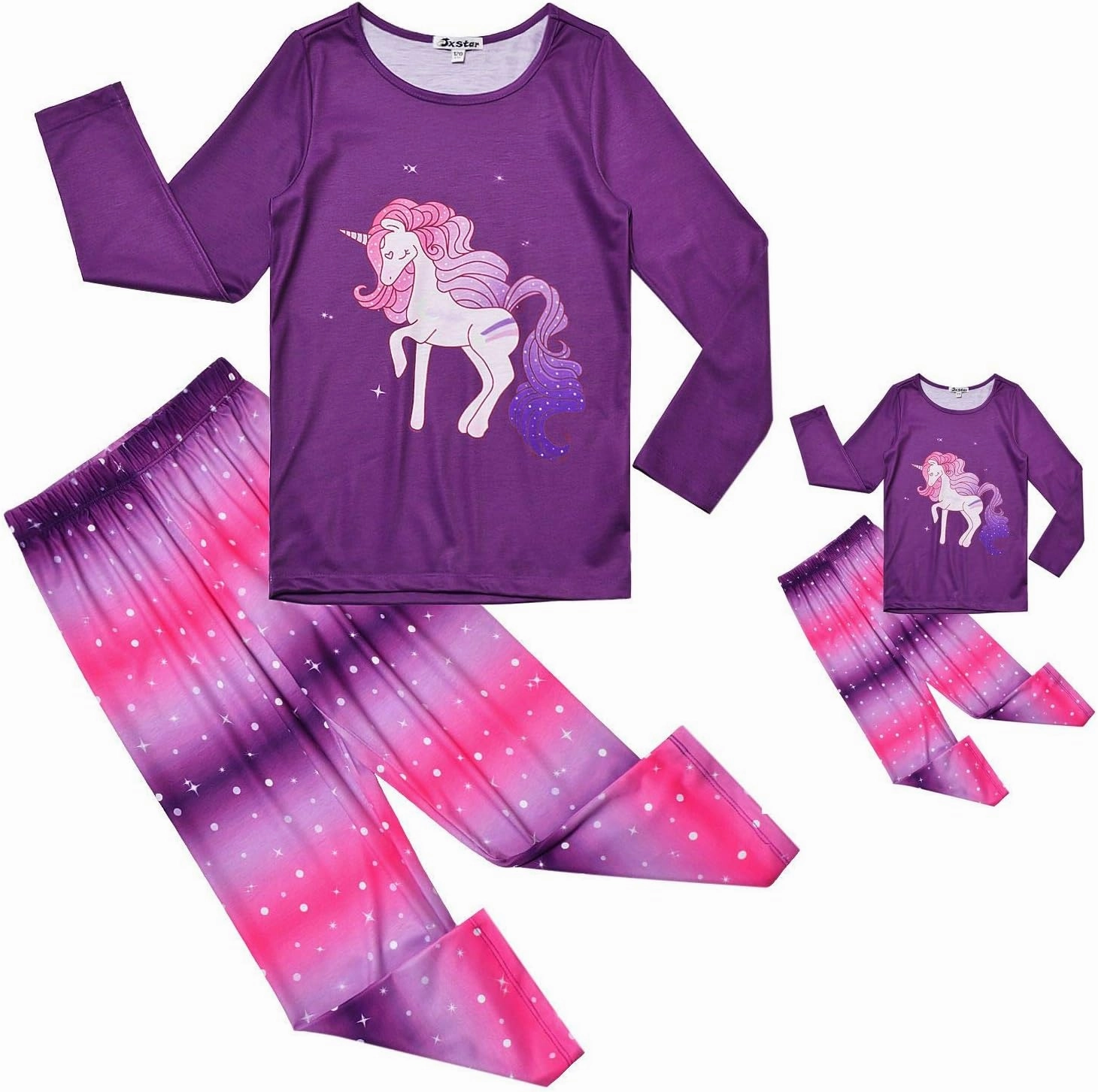 Jxstar Matching Girls&Dolls Pajamas Unicorn Pj Set Kids Cotton Fall Sleepwear…
