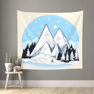 JxWCher 60x51in Tapestry Wall Hanging, for Indoor & Outdoor Decor, Photo Backdrop, Snow-capped mountains Print Party Banner