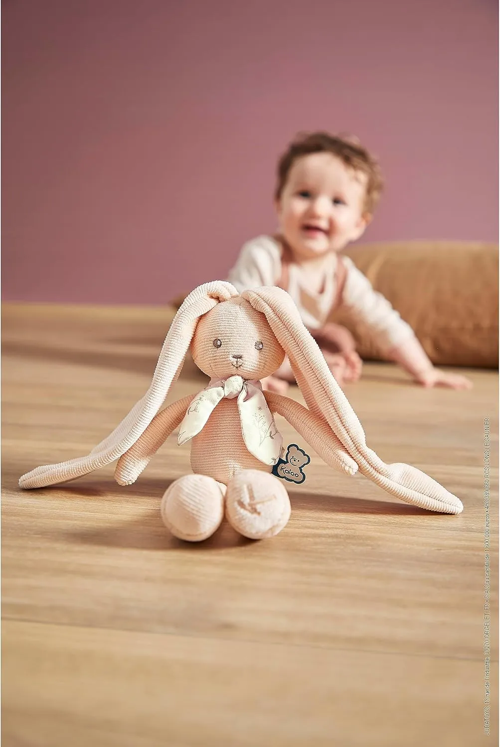 Kaloo Lapinoo My First Friend Corduroy Rabbit - Machine Washable - 10” Tall in Gift Box - Peach Ages 0  - K218015