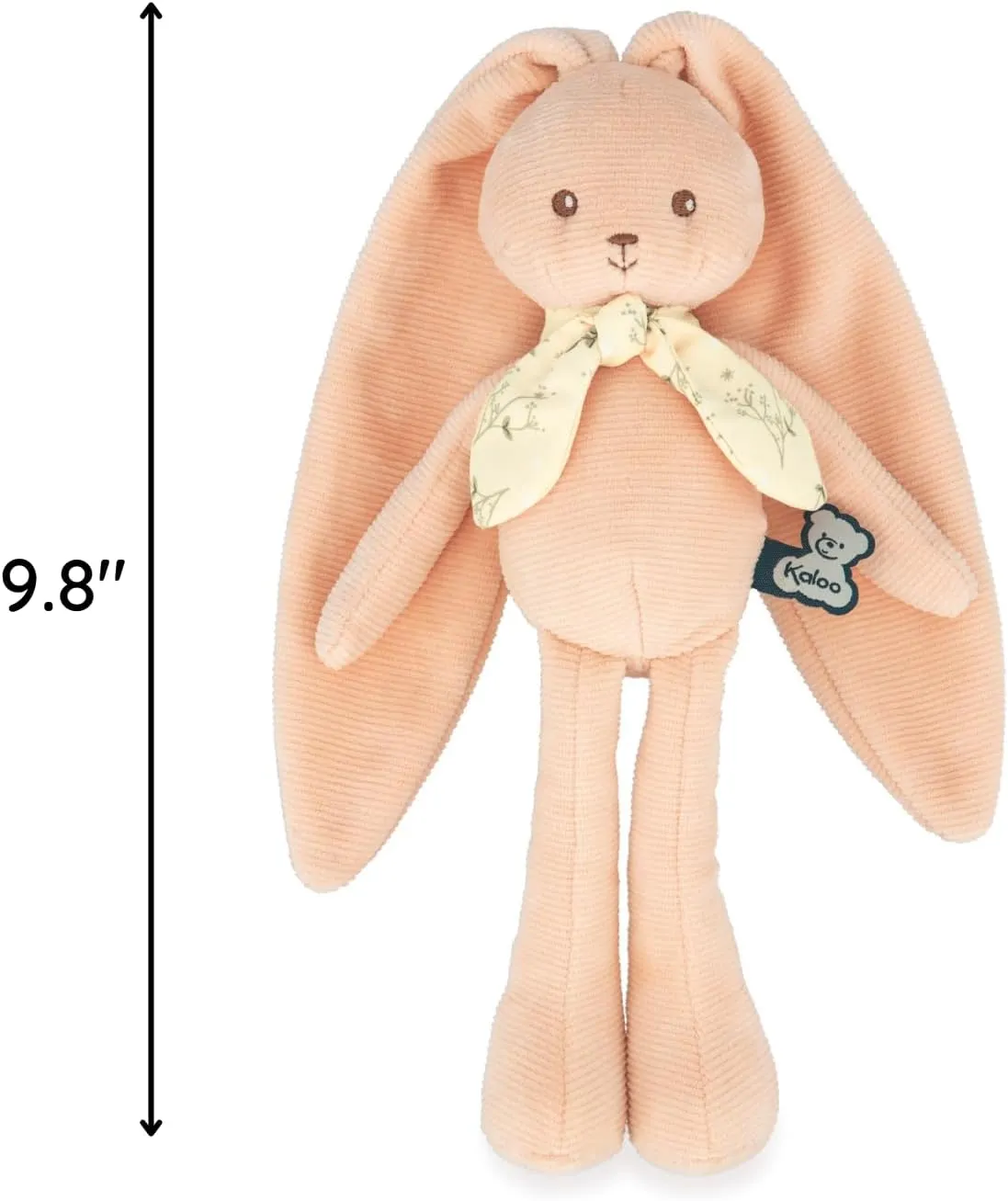 Kaloo Lapinoo My First Friend Corduroy Rabbit - Machine Washable - 10” Tall in Gift Box - Peach Ages 0  - K218015
