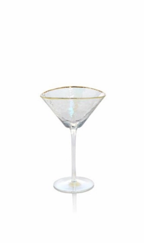 Kampari Triangular Martini Glasses with Gold Rim, Set of 4
