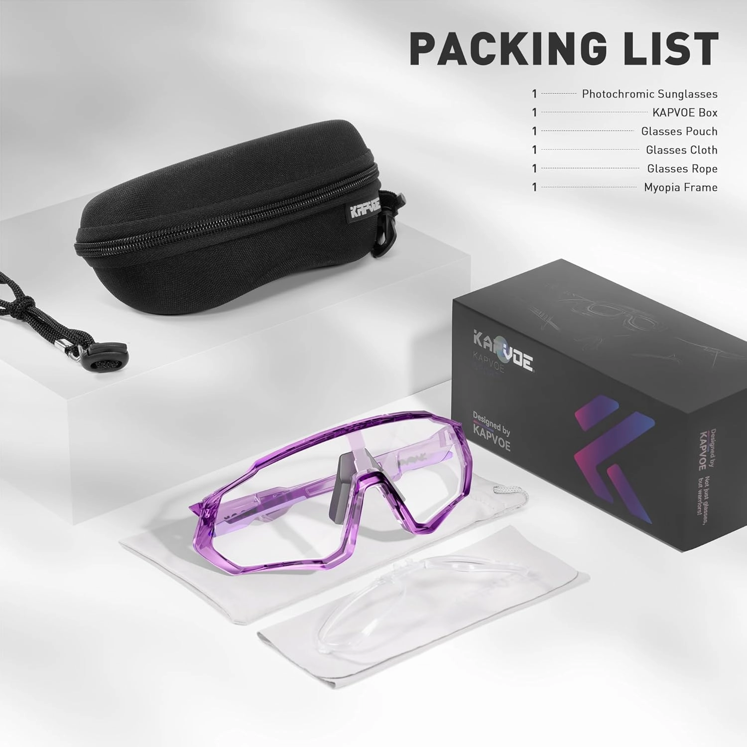KAPVOE Photochromic Cycling Glasses Men Women Mountain Bike Sunglasses Clear MTB Bicycle Riding - K9408