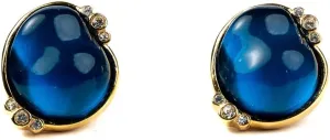 Kenneth Jay Lane Gemstone-Colored Nugget Clip-On Earrings in Polished Gold with Crystal Accents