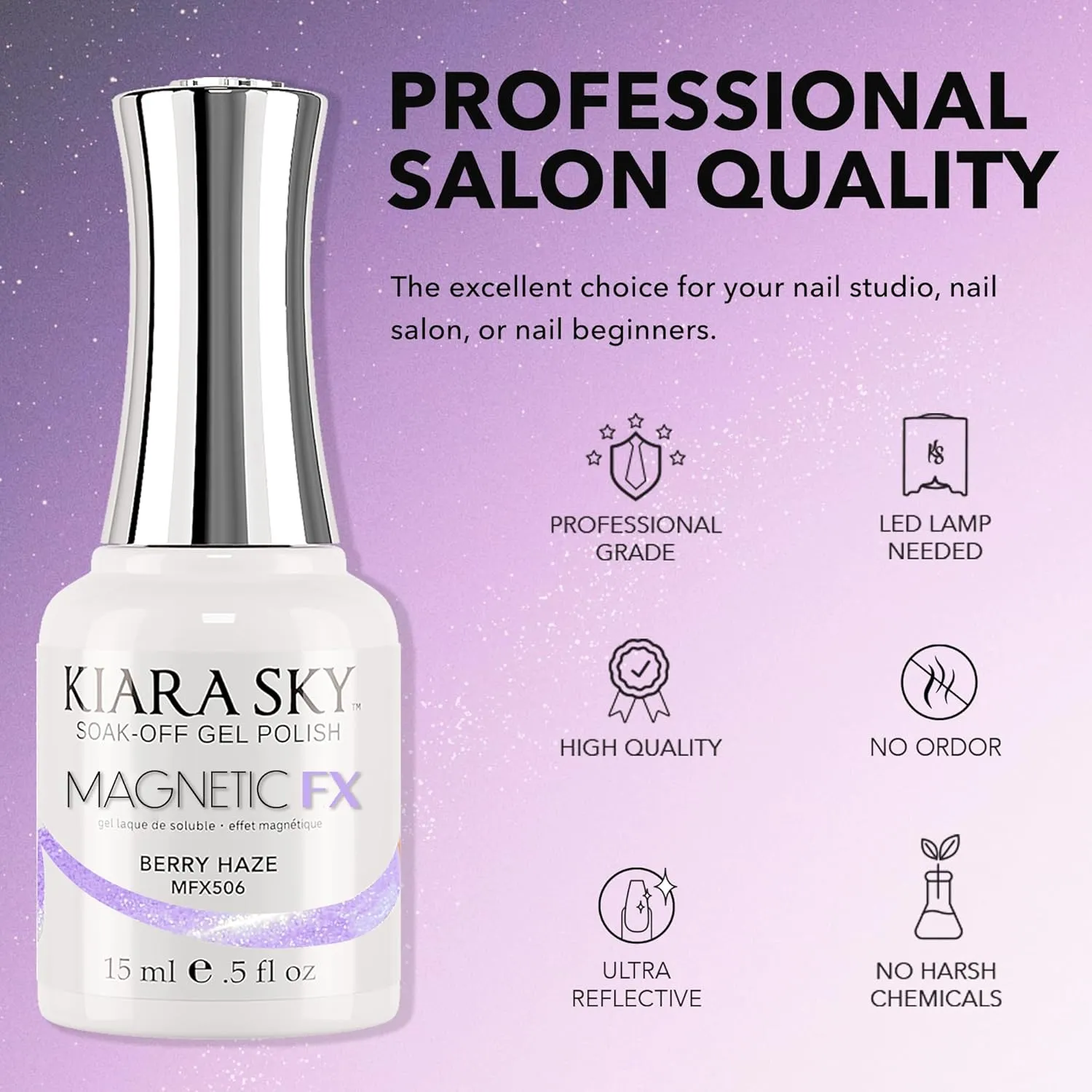 KIARA SKY Gel Polish MagneticFX Magnetic Cat Eye Effect Soak Off 0.5 fl oz, Berry Haze (lilac purple)